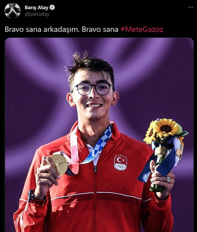 Ünlü isimlerden Mete Gazoz'a tebrik mesajları: 