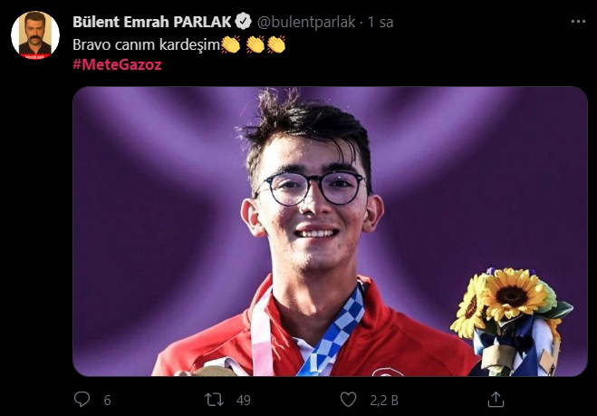 Ünlü isimlerden Mete Gazoz'a tebrik mesajları: 