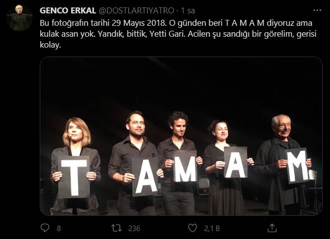 Ünlü isimlerden 'T A M A M' paylaşımları