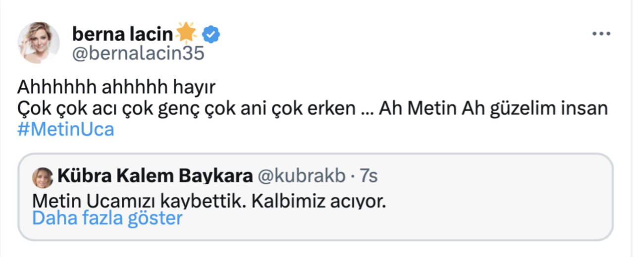 Ünlülerden Metin Uca için taziye mesajları: 'İnanamıyorum...'