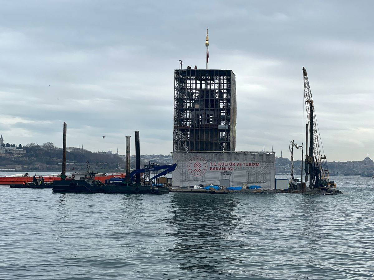 Restore edilen Kız Kulesi'nin son durumu havadan görüntülendi