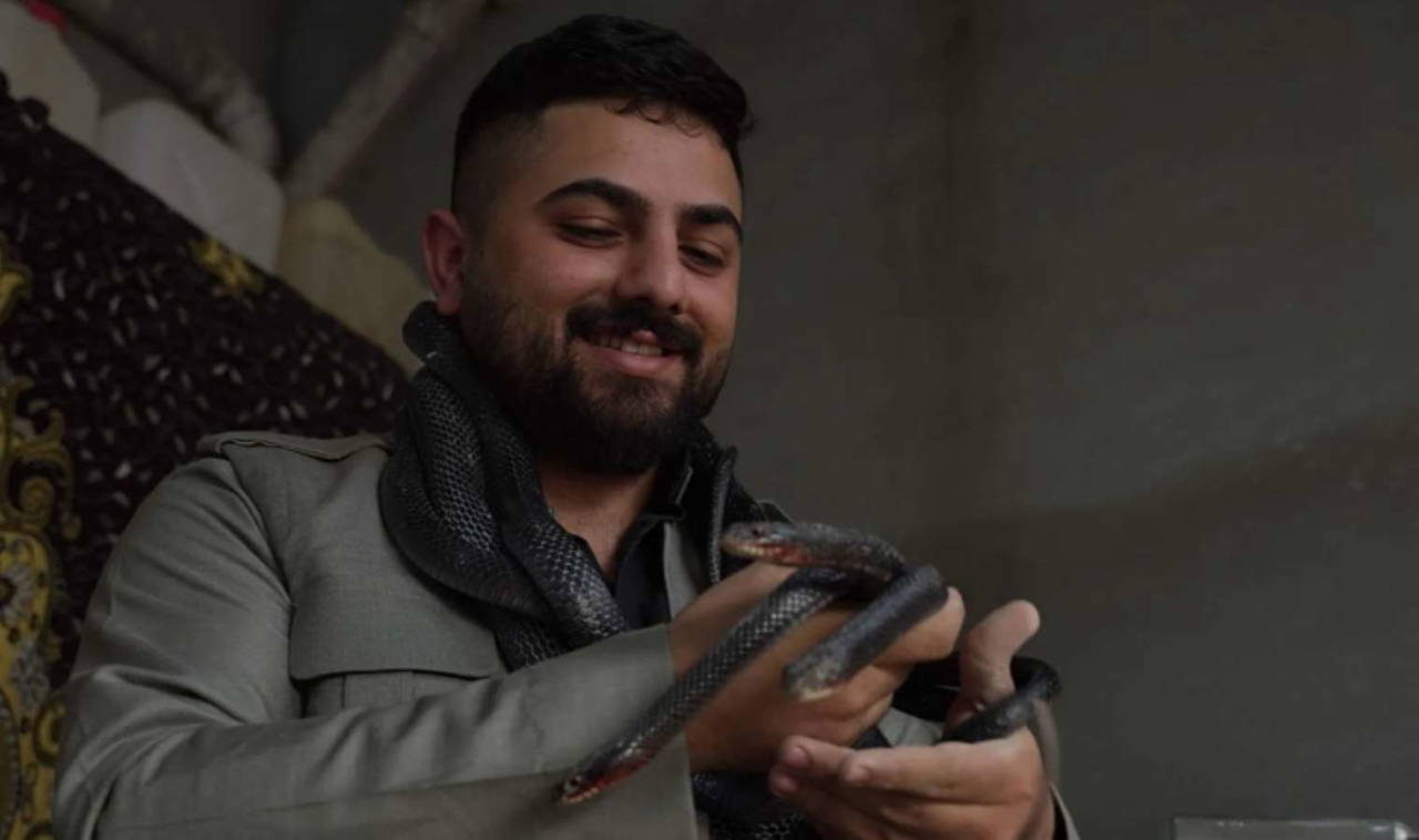 Evde besledikleri yılanlarla geçiniyorlar