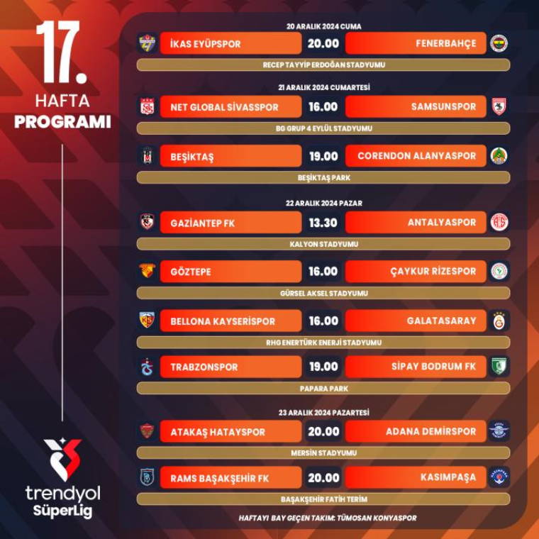 TFF 10 haftalık fikstürü açıkladı: İşte Süper Lig'de derbi tarihleri!