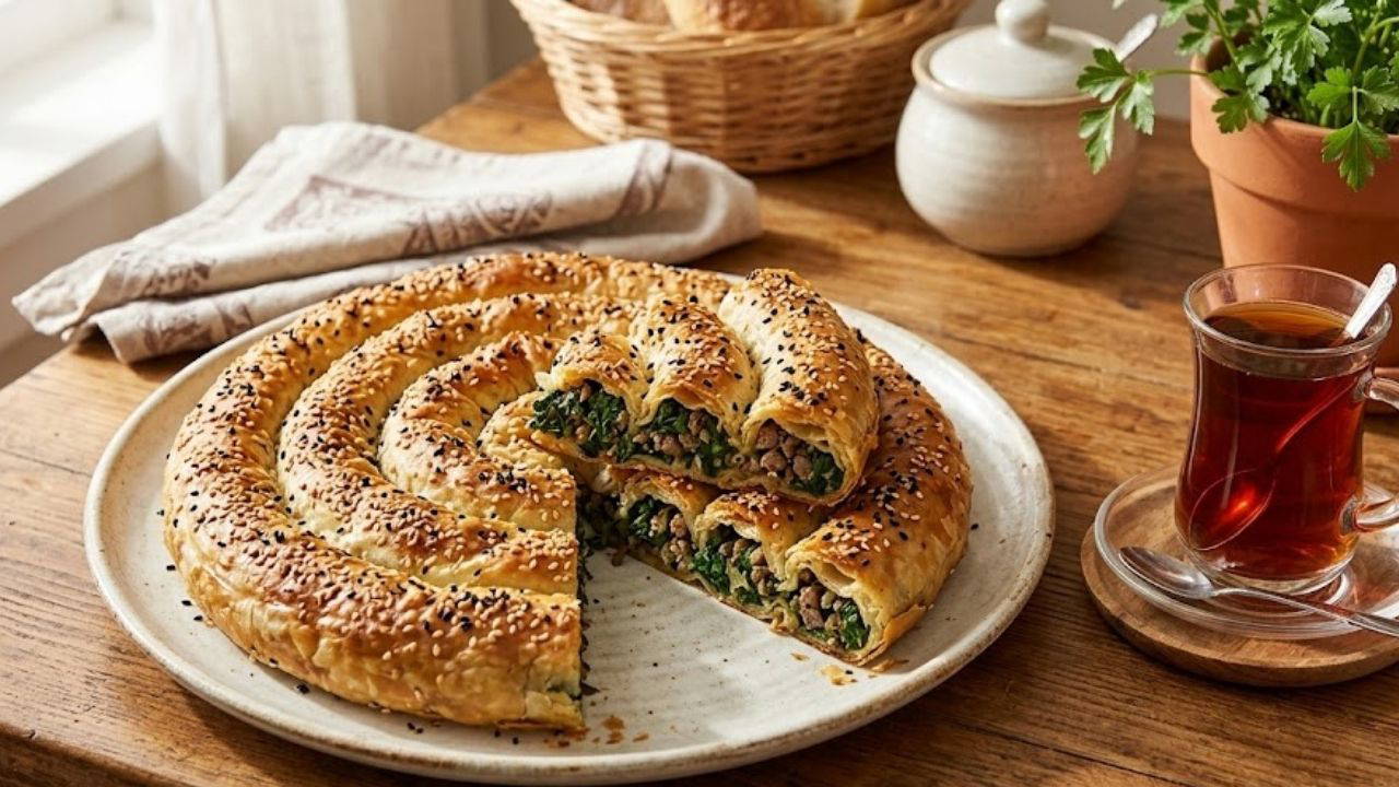 Çayın yanına çok yakışan çıtır lezzet: Ispanaklı kıymalı börek tarifi