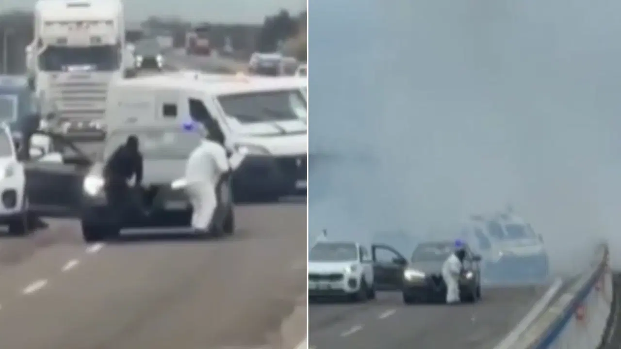 Otoyolda önünü kestiler: Silahlı ve maskeli kişiler zırhlı para nakil aracını soydu