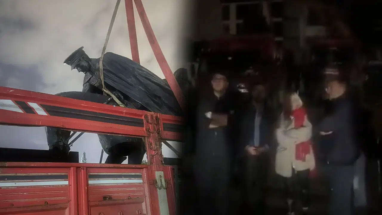 AKP'li Gebze Belediyesi Atatürk heykelini gece yarısı kamyona yükledi