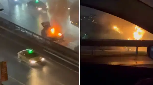 Haliç Köprüsü'nde korkutan yangın: Otomobil kül oldu!