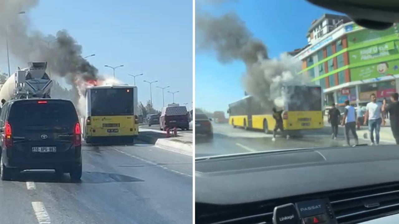 İstanbul Sultangazi'de panik anları: İETT otobüsünün motorunda yangın çıktı!