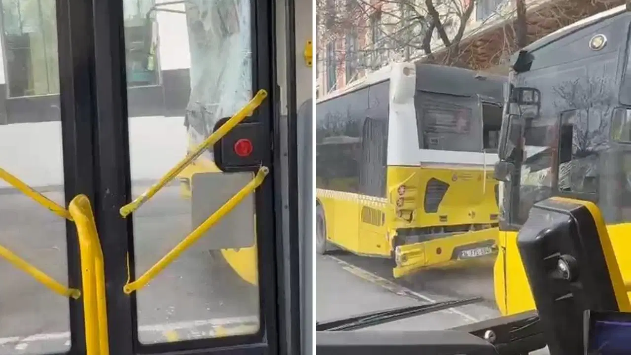 Fatih'te durağa yanaşan 3 İETT otobüsü kaza yaptı