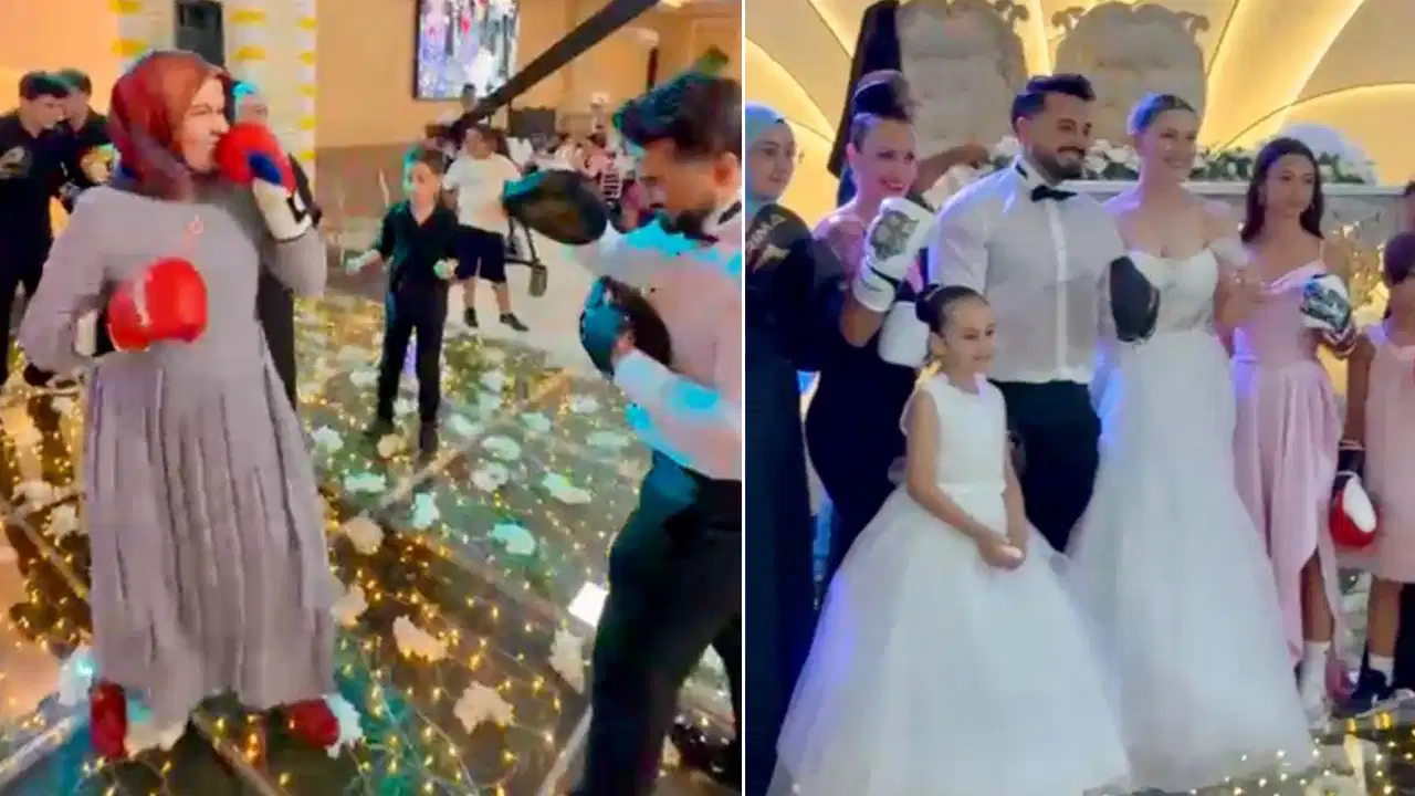 Antalya'da ilginç anlar: Düğün pisti boks ringine döndü!