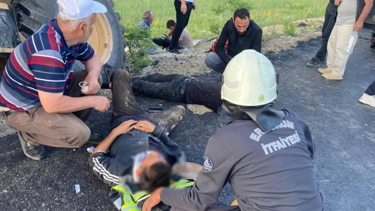 İş makinesi yemek molasındaki işçilerin arasına daldı