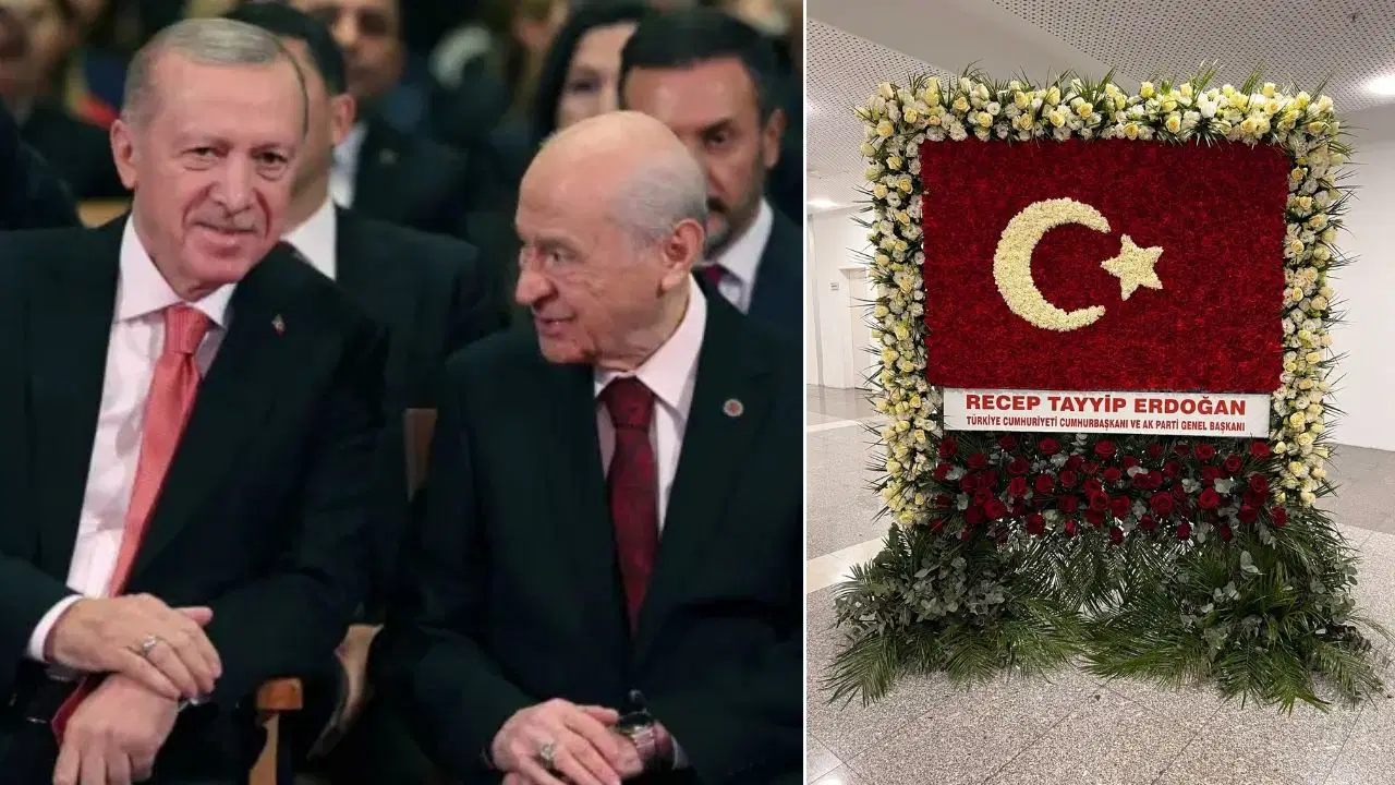 Erdoğan'dan MHP'ye Türk bayraklı kutlama çiçeği