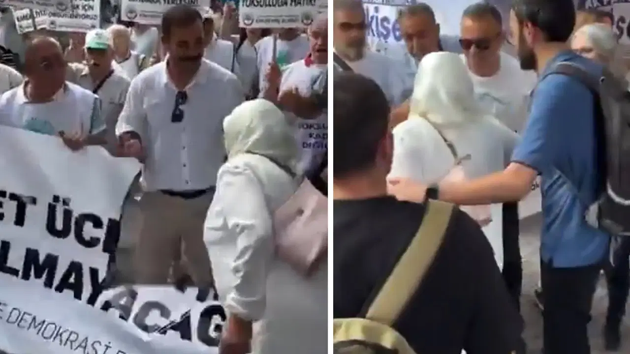 Emeklilerin açtığı 'Sefalet ücretine teslim olmayacağız!' pankartına saldırı!