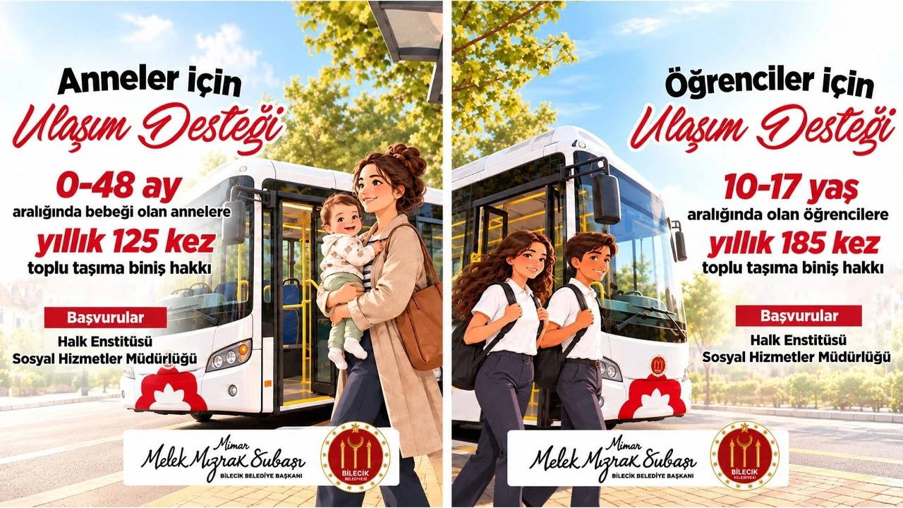 Bilecik Belediyesi’nden ulaşım yardımı