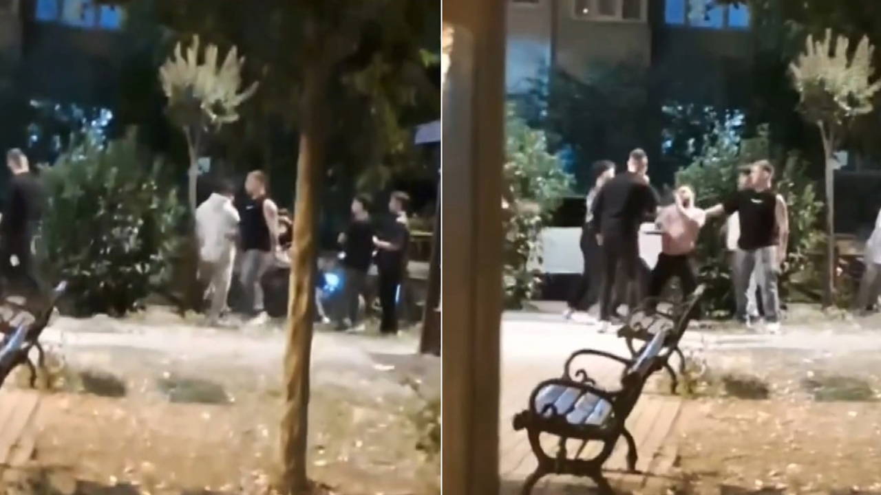 İki grubun tekme ve yumruklu kavgası kamerada