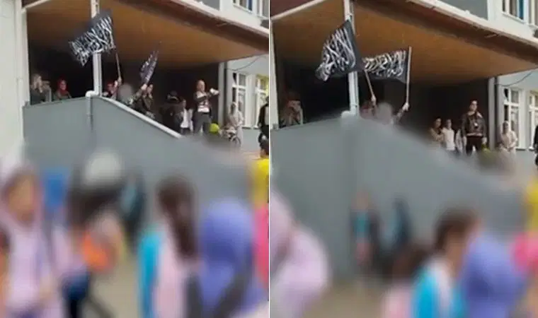 Öğrenciye 'Kelime-i Tevhid' bayrağı taşıtıldı: 'Bu tablo okullarımızın hangi zihniyetin etkisinde bırakıldığını açıkça gösteriyor'