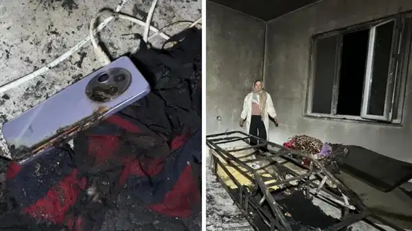 Telefon patladı, ev kullanılamaz hale geldi