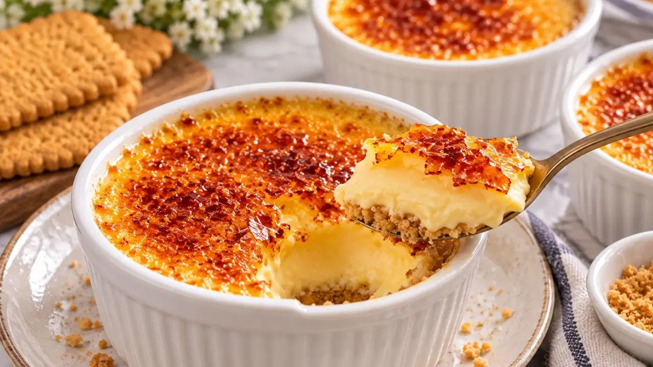 İpeksi kremasıyla tam kıvamında: Bisküvili crème brûlée tarifi