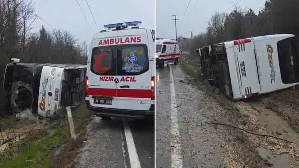 Çatalca'da otobüs devrildi: Çok sayıda yaralı var!