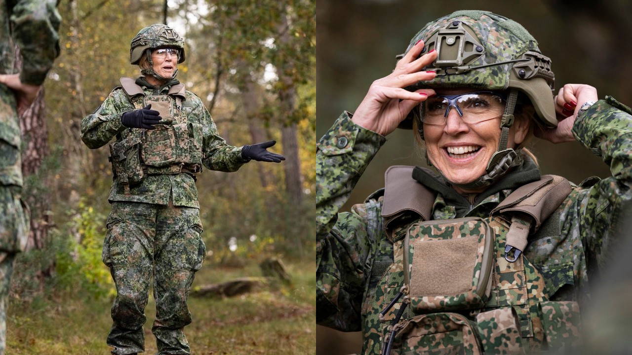 Hollanda Kraliçesi askeri üniformayla tatbikata katıldı