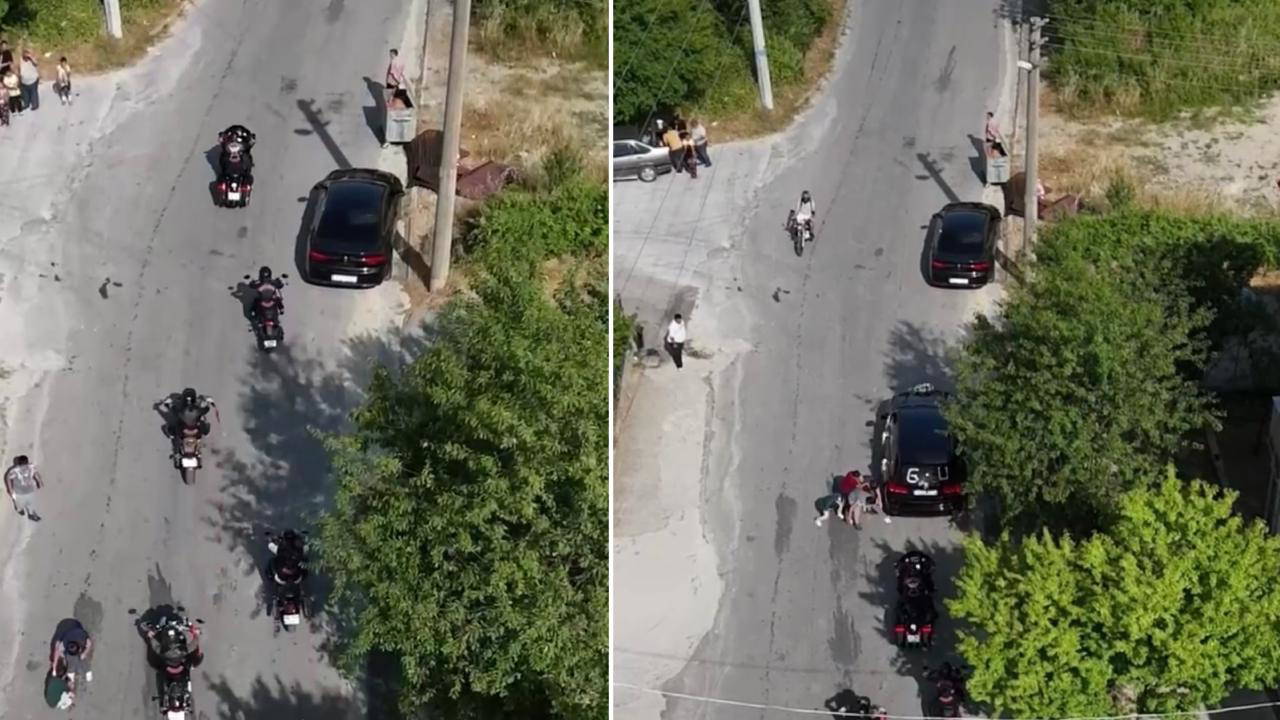 Konvoyun önünü kesmek isteyen çocuğa motosiklet çarptı