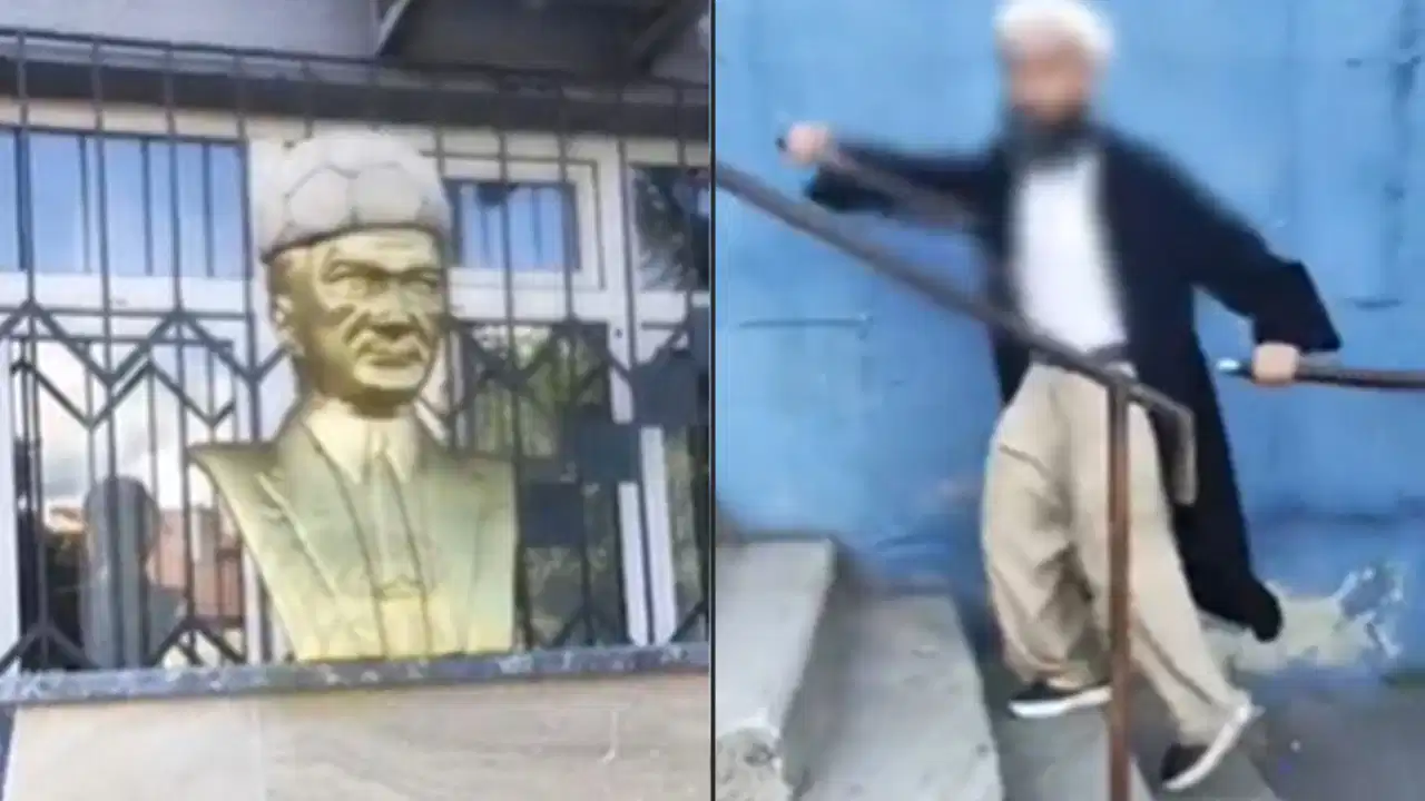 Cübbeli, sarıklı şahıs Atatürk büstüne saldırdı: '2-3 sene sonra bu heykellerini balyozla kıracağız' 