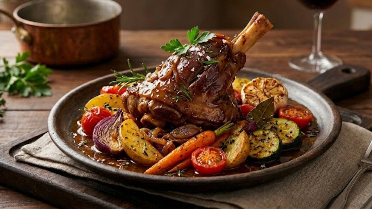 Lüks restoranları kıskandıran şov: Fırında lokum gibi Sebzeli Kuzu İncik tarifi...
