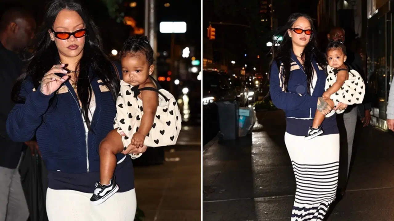 Rihanna kızı Rocki ile New York sokaklarında: Akşam yemeği çıkışı objektiflere yansıdı