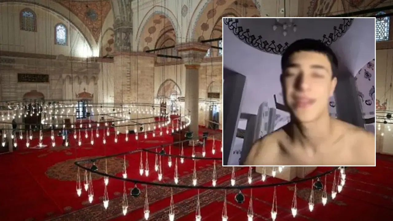 Cami içerisinde yarı çıplak video çekmişti: Gözaltına alındı