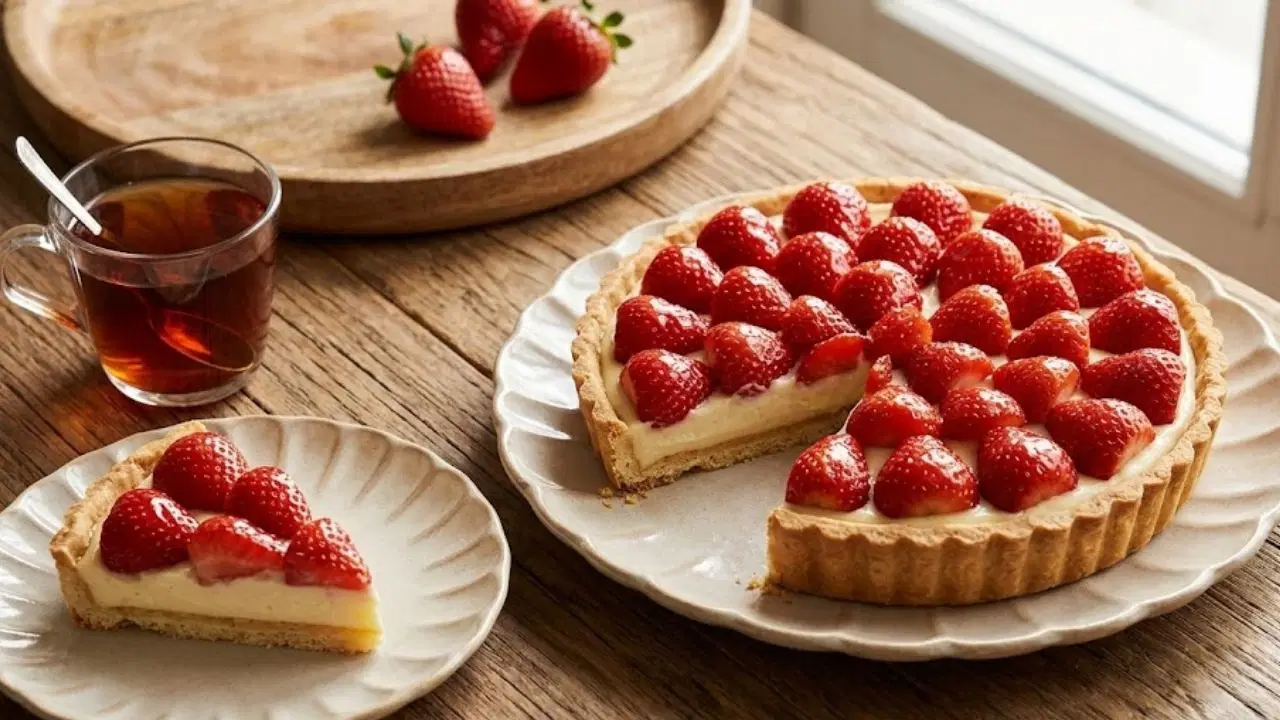 Çay saatlerine çok yakışan hafif lezzet: Çilekli turta tarifi