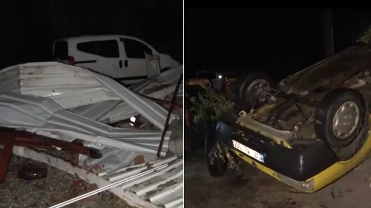 Antalya'da hortum dehşeti: Ağaçları kökünden söktü, otomobil ters döndü!