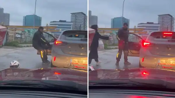 Pendik'te trafikte kavga: Tartıştığı sürücüyü kolundan tutup otomobilden indirmeye çalıştı!