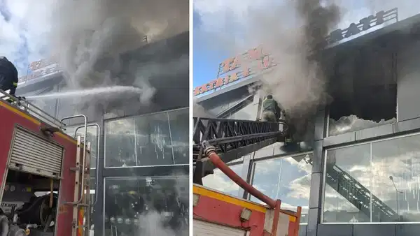 Üç katlı iş yerinde çıkan yangın paniğe neden oldu