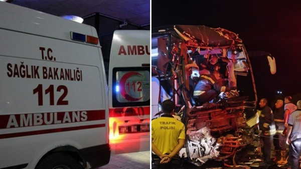 Gaziantep Nurdağı trafik kazası: Yolcu otobüsü TIR'la çarpıştı, 2 ölü 22 yaralı