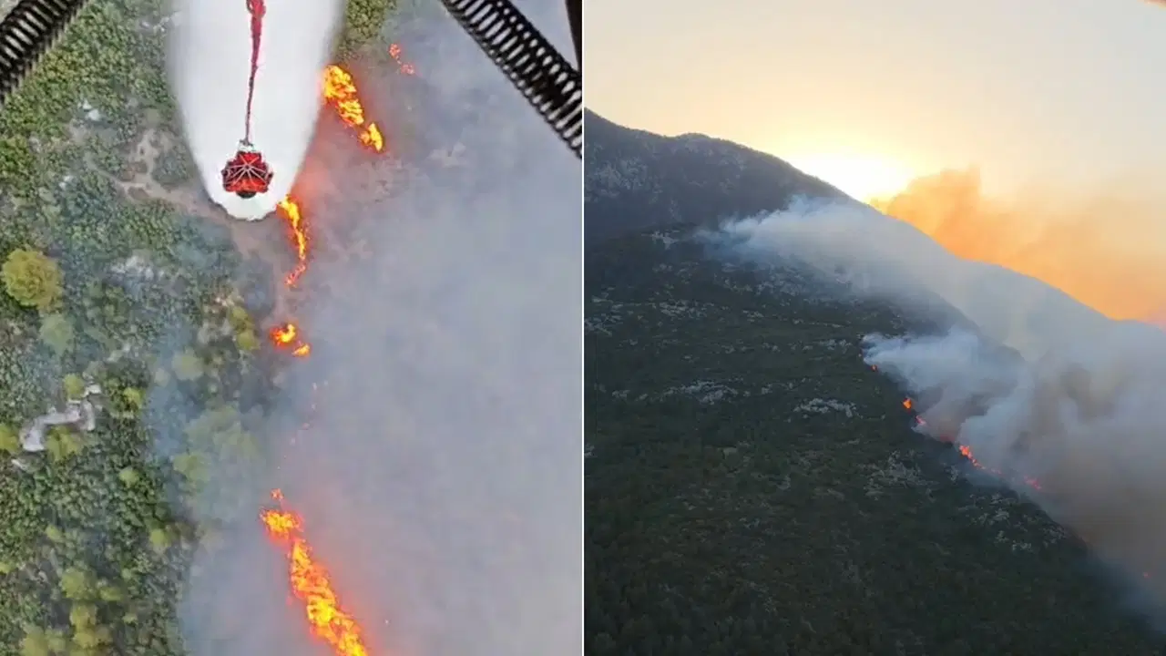 Antalya Kaş'ta Orman Yangınına Müdahale Sürüyor