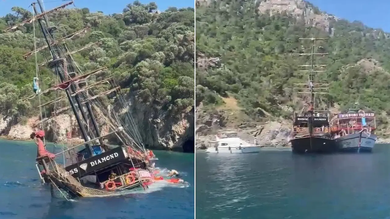 Marmaris'te tekne battı: Tahliye anları ortaya çıktı