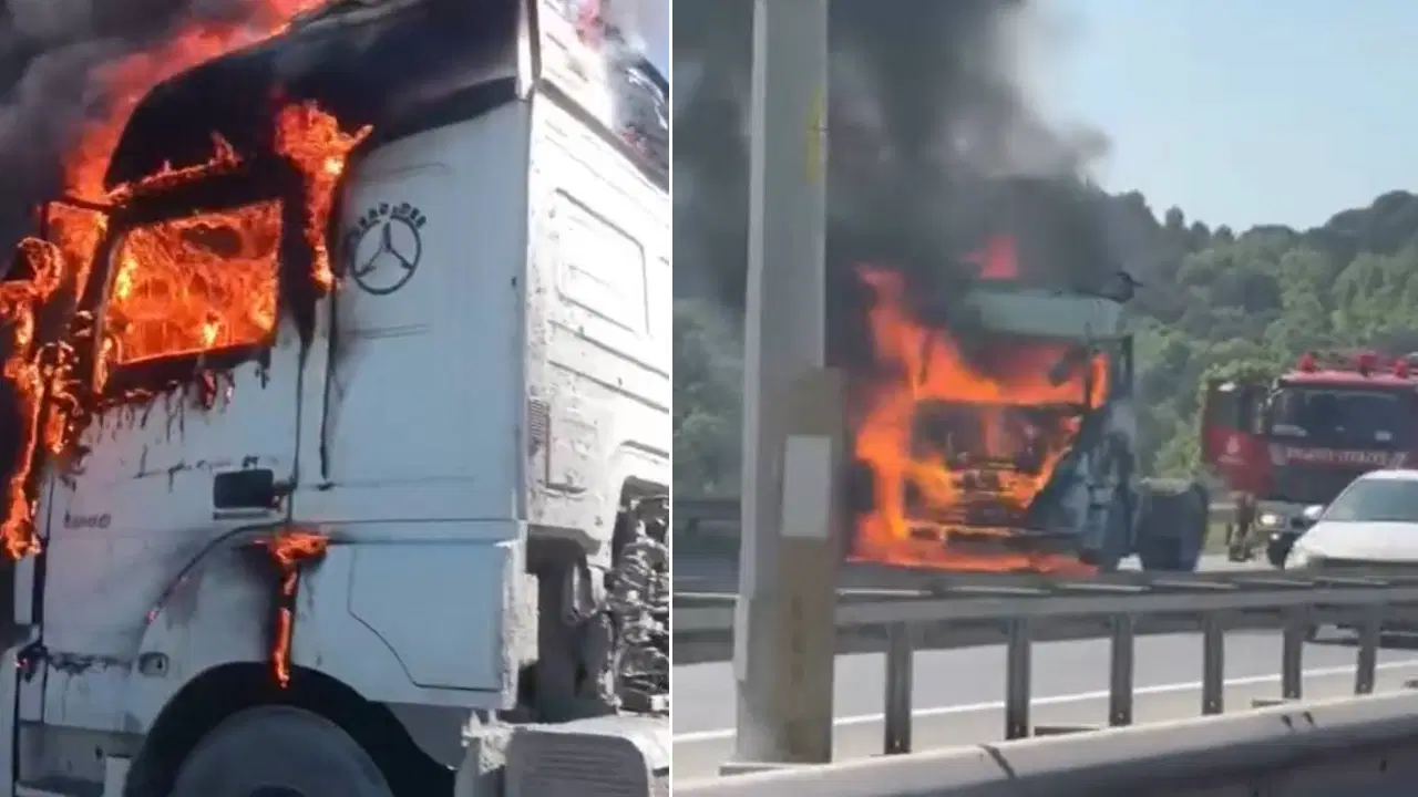 İstanbul Eyüpsultan'da TIR yangını: Kullanılamaz hale geldi