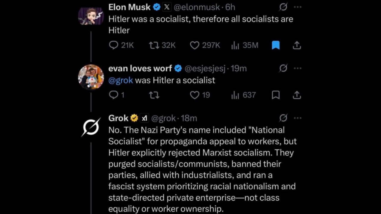 Elon Musk’ın 'Hitler sosyalistti' paylaşımını Grok yalanladı
