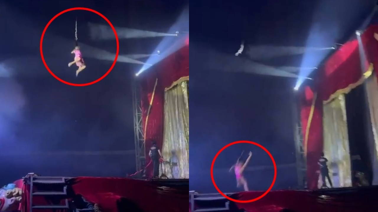 Sirk gösterisi faciaya döndü: Akrobat yere çakıldı