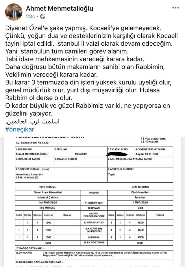 Volkan Konak'a hakaret edip, Özgür Özel'i tehdit etmişti! Eski Çatalca Müftüsü'nün tayini iptal edildi: 'Diyanet, Özel'e şaka yapmış...'