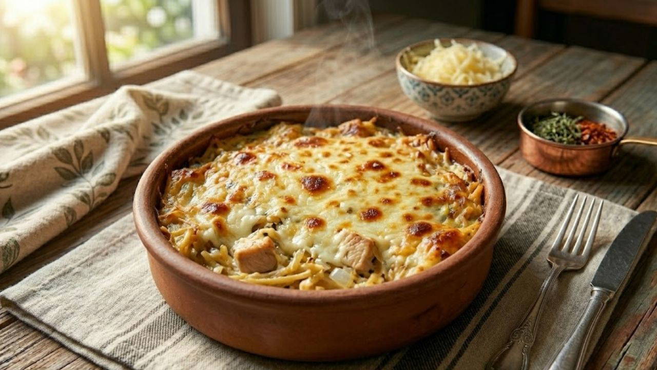 Akşam yemeğine pratik ve doyurucu lezzet: Fırında tavuklu erişte tarifi