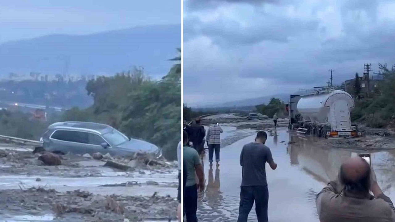 Hatay’da heyelan otoyolu kapattı: Karayolları ekipleri bölgede...