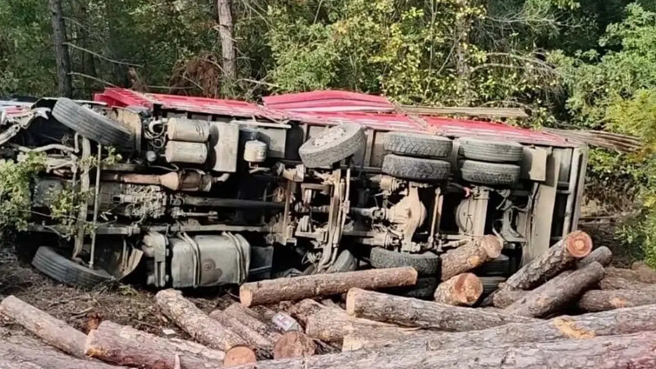 Çanakkale’de tomruk yüklü kamyon devrildi, 1 ölü 1 yaralı