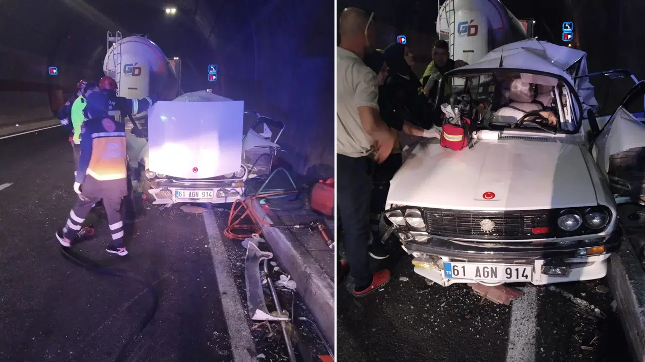 Yeni Zigana Tüneli'nde TIR otomobile arkadan çarptı: 1 ölü, 2 yaralı