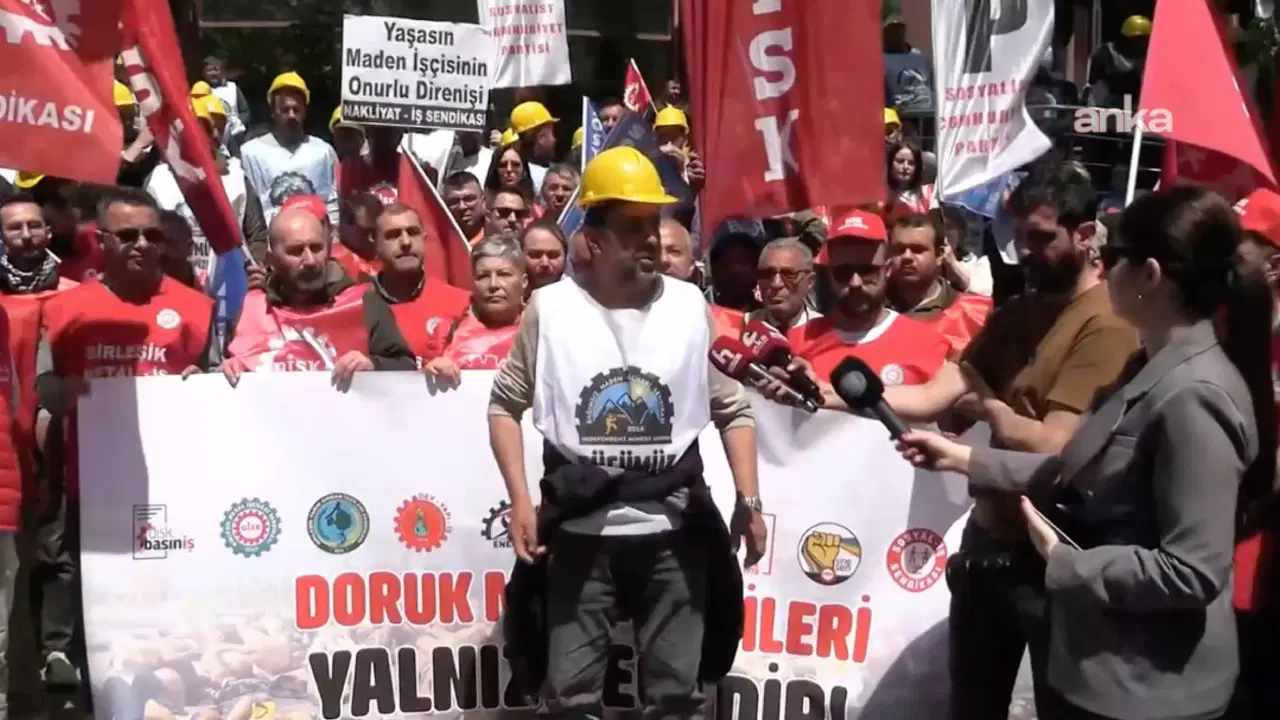 DİSK'e bağlı sendikalardan Doruk Madencilik işçilerine destek ziyareti