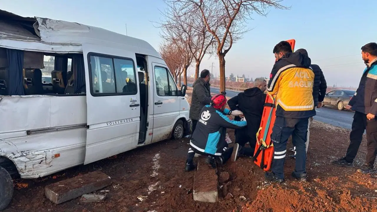 Şanlıurfa'da işçi servisi ağaca çarptı: Yaralılar var!