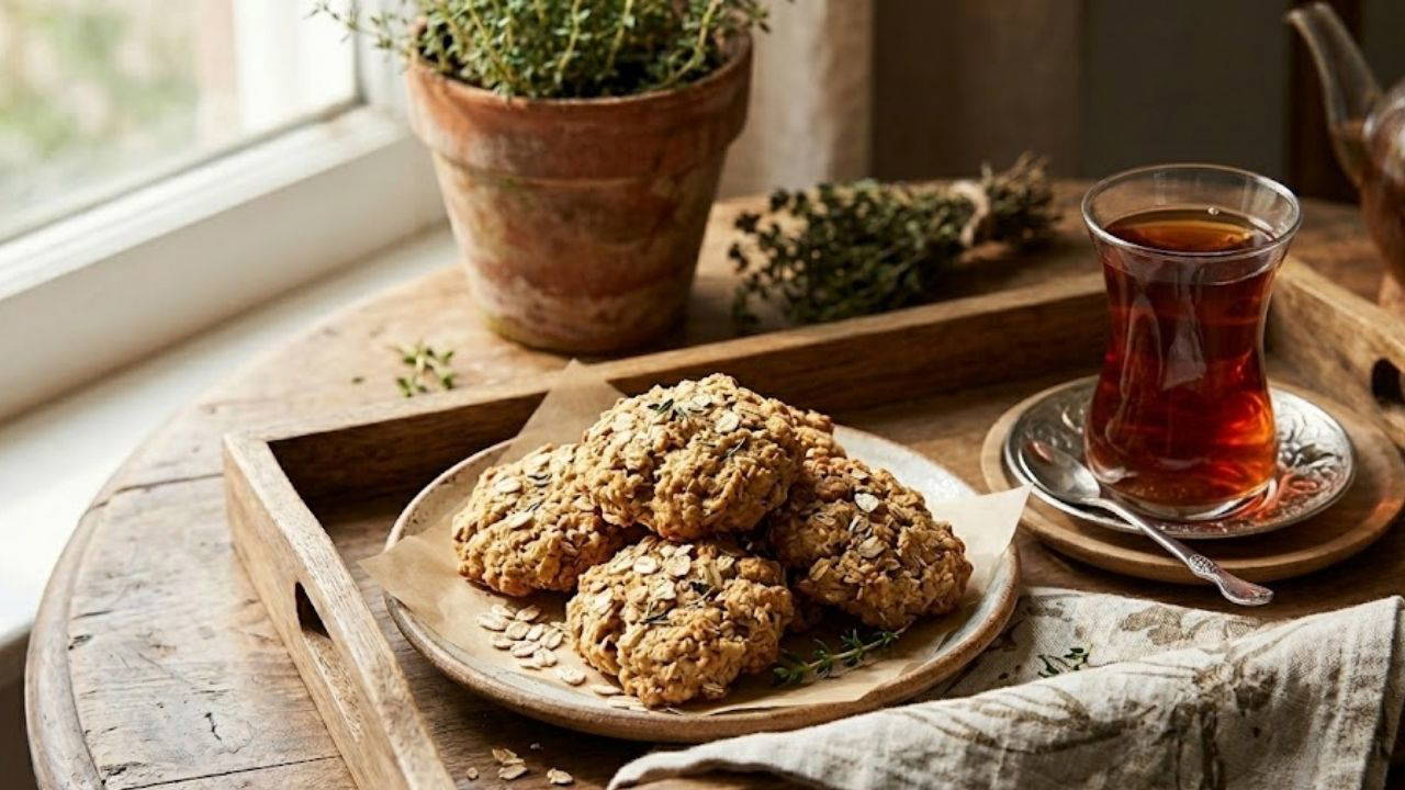 Çay saatlerinin sağlıklı atıştırmalığı: Kekikli yulaflı bisküvi tarifi