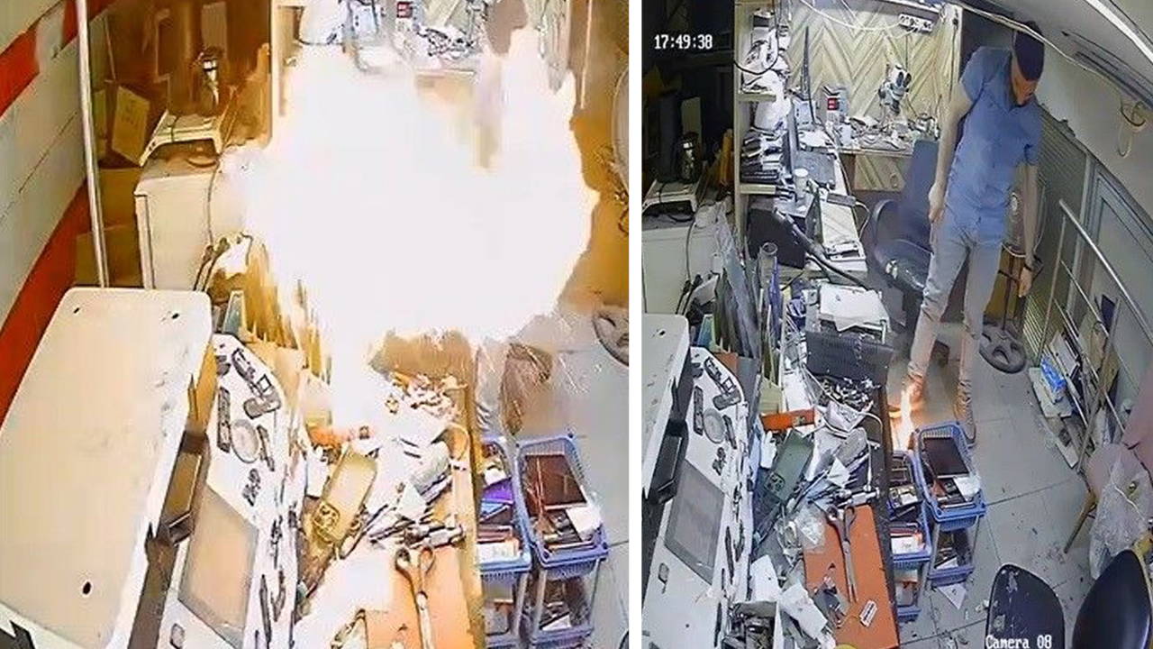 Yine bir 'batarya' vakası: Tamire getirilen telefon bir anda patladı!