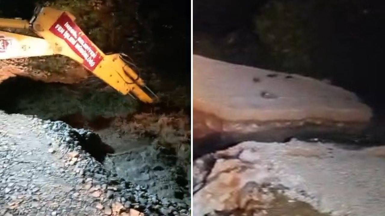 Bursa'da sağanak köprüyü çökertti: Sürücüler mahsur kaldı