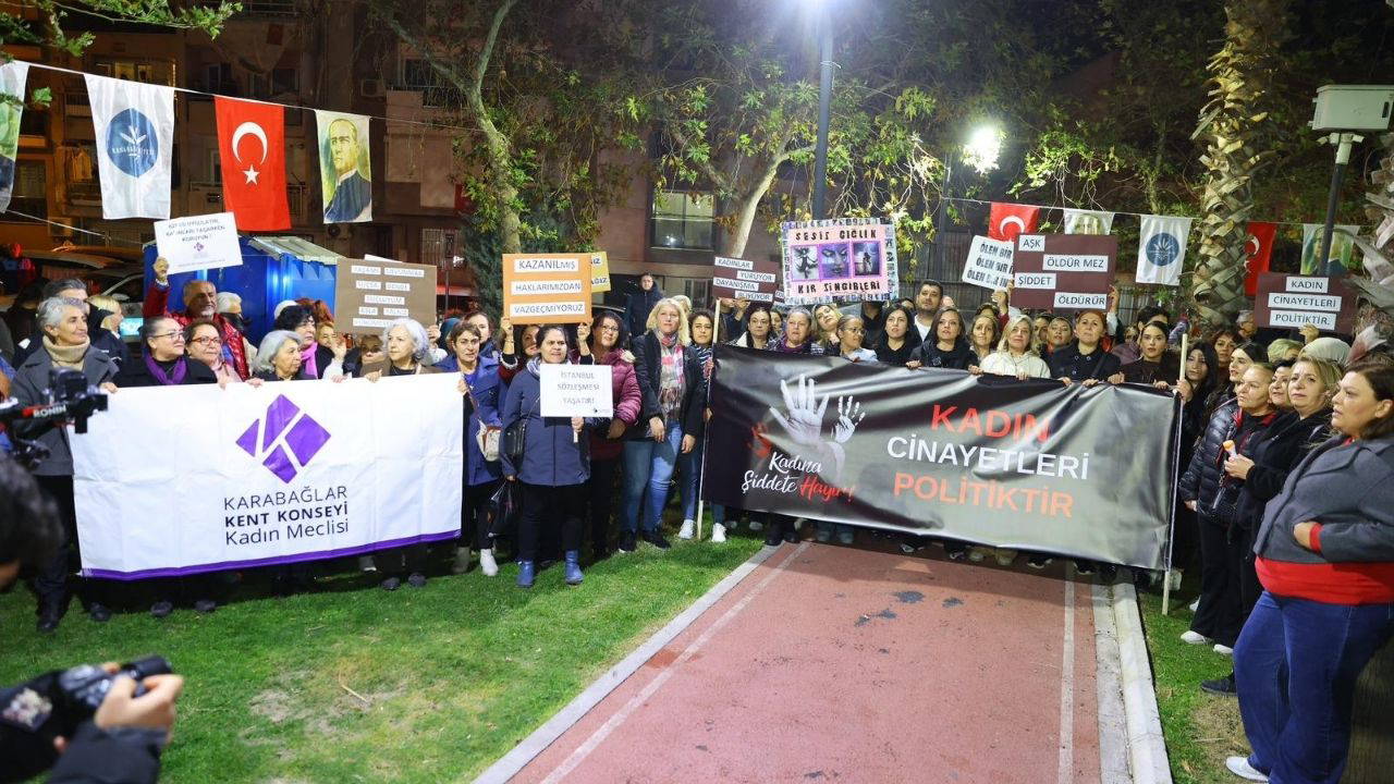 Karabağlar, kadına yönelik şiddete karşı tek ses tek yürek